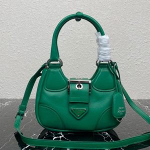 Replica Prada 1BA381 Prada Moon padded nappa-leather bag in Green Leather