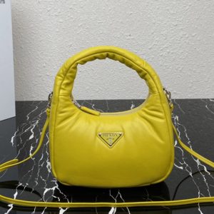 Replica Prada 1BA384 Prada Soft padded nappa leather mini-bag in Yellow Leather