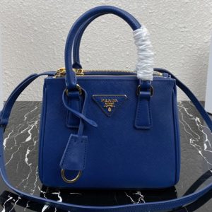 Replica Prada 1BA906 Prada Galleria Saffiano leather mini-bag in Blue Leather