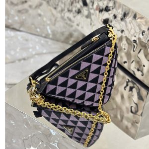 Replica Prada 1BC176 Prada Symbole leather and fabric mini bag in Black/Purple Fabric/leather