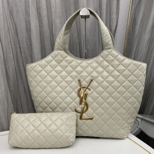 Replica Saint Laurent 698652 YSL Icare Maxi Shopping Bag in White Quilted Lambskin